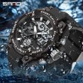SAMDA New Sport Watches For Men 50M Waterproof LED Clock Alarm Dual Display Quartz Wristwatch Military Resisitant Mens Watch. 