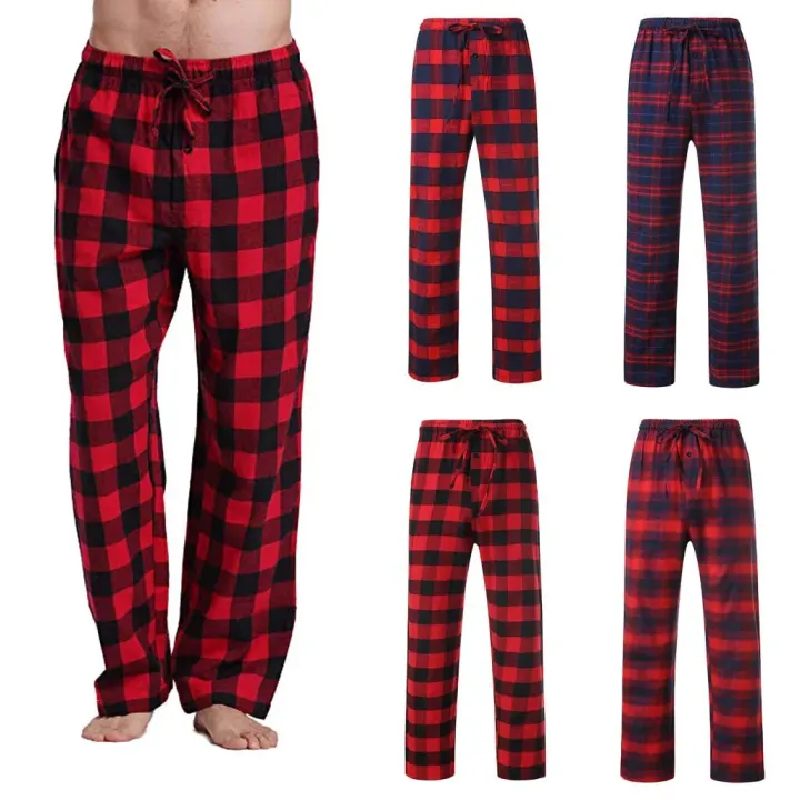 Sweatpants%20sleepwear%20Pants%20Men%20Casual%20Plaid%20Loose%20Sport%20Plaid%20Pajama%20Trousers%20Men'S%20Clothing%20Sports%20Pants%20Clothing%20Joggers%20-%20Image%202
