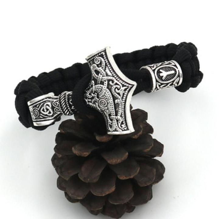 Thor's Hammer Mjolnir Bracelet Viking Scandinavian Norse Viking Bracelet Rune Charms Bead Jewelry Men Women Bangles Bracelets