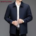 Quality Solid Jacket for Men Business Social Blazer Turn-down Collar Middle Aged Men's Office Dress Coat Loose Casual Outerwear.
