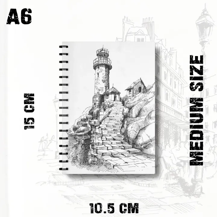 Notebook%20Aesthetic%20Sketch%20Watch%20Tower%20Line%20Art%20Minimalist%20Design%20Bright%20Theme%20Rise360%20Writing%20Journal%20Pad%20K563%20-%20Image%203