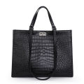 Genuine leather crocodile print handbag bag women's 2024 new fashion and versatile temperament retro classic large capacity tote bag. 