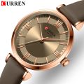 CURREN 9079-Coffee Ladies watch waterproof classic quartz watches.
