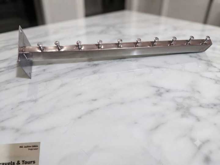 Nasima Premium Stainless Steel Wall Mounted Clothes Display Hanger Bar – Heavy Duty Multi-Hook Organizer for Retail Shops, Showrooms, and Wardrobes