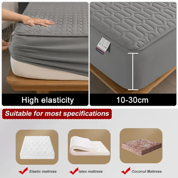 Waterproof%20Thicken%20Mattress%20Cover%20Quilted%20Latex%20Mat%20Bed%20Covers%20Pad%20Skin-Friendly%20Fitted%20Sheet%20Protector%20Bedspread150/160/180x200%20-%20Image%202