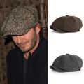 Retro British Style Newsboy Cap Men Cotton Ascot Cap Beckham Khaki Male Spring Summer Vintage Brand New Octagonal Flat Cap. 