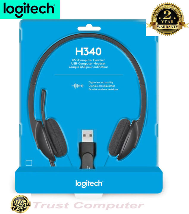 Logitech H340 Wired Headset, Stereo Headphones with Noise-Cancelling Microphone, USB, PC/Mac/Laptop - Black