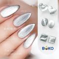 BOKO Silver Cat Eye Magnetic Powder Bright White Glitter Nail Art 3D Effect for Manicure Design Fine Particles Pigment Dust. 