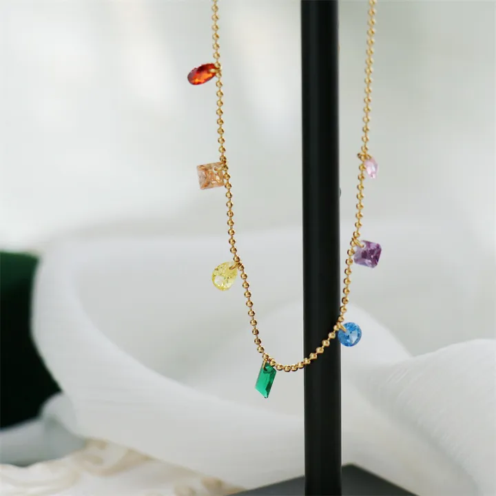 Symphony%20girl%20heart%20blue%20diamond%20rainbow%20water%20drop%20zircon%20seven-color%20necklace%20ins%20fashion%20titanium%20steel%20gold-plated%20clavicle%20chain%20-%20Image%204