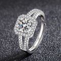 925 Sterling Silver Open Ring CZ Simulated Stackable Ring Platinum Plated Eternity Bands for Women. 