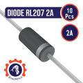 Diode RL207 RL-207 1000V 2A General Purpose Rectifier Diodes DO-15 Package 2 Pin Through Hole Leads Terminals 10Pcs. 