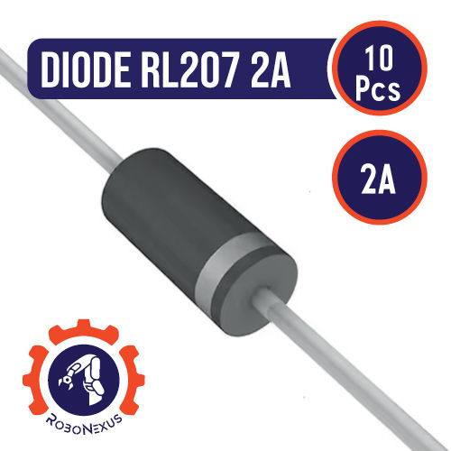 Diode RL207 RL-207 1000V 2A General Purpose Rectifier Diodes DO-15 Package 2 Pin Through Hole Leads Terminals 10Pcs