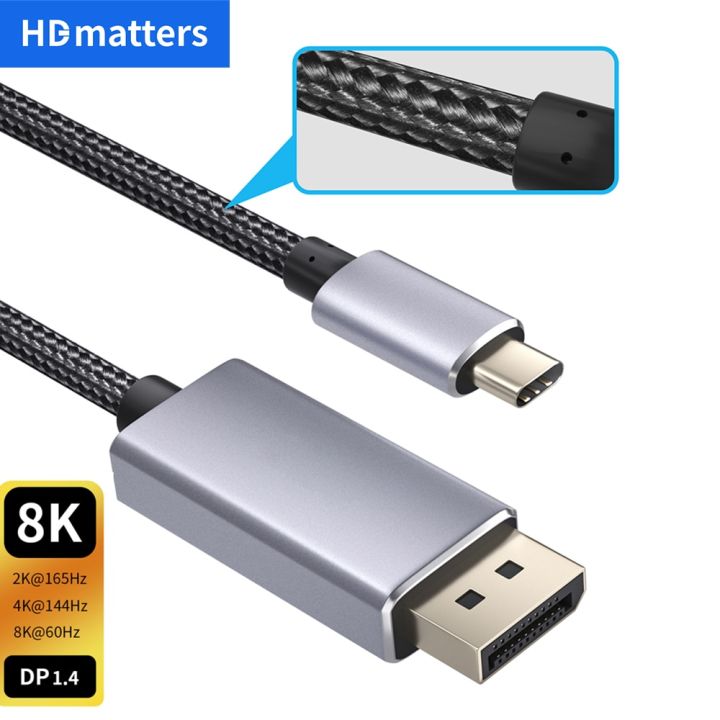 Thunderbolt USB C to Displayport cable 8K 4K 144Hz 2K