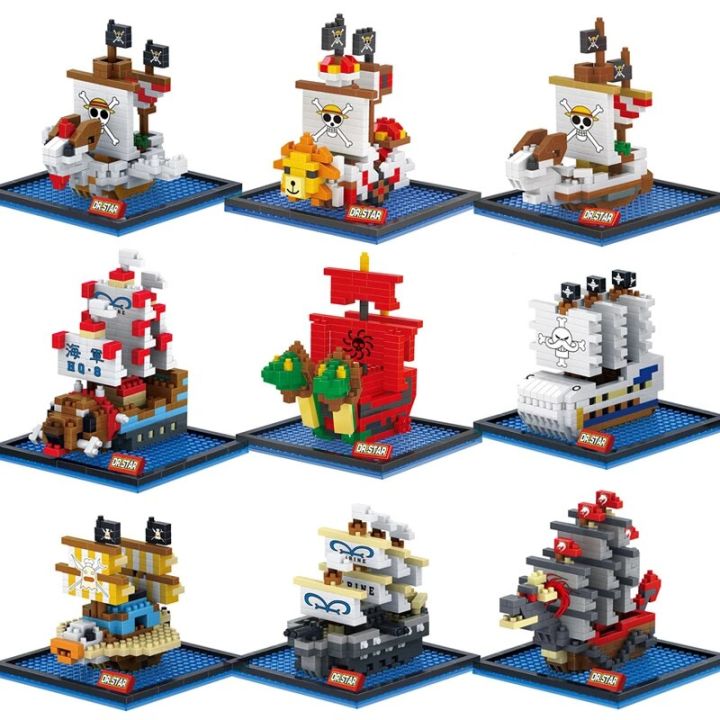 One Piece Pirate Ship Toy Building Block Thousand Sunny Bricks Anime Mini Action Figures Heads Assembly Toys Kids Birthday Gifts Outlier Aeuinv
