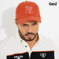 GenZ Premium Twill Cap for men - Front Embroidery NY - Back Embroidery Brand Logo - Adjustable Size with Metal Free D Ring - Brick Red Color.