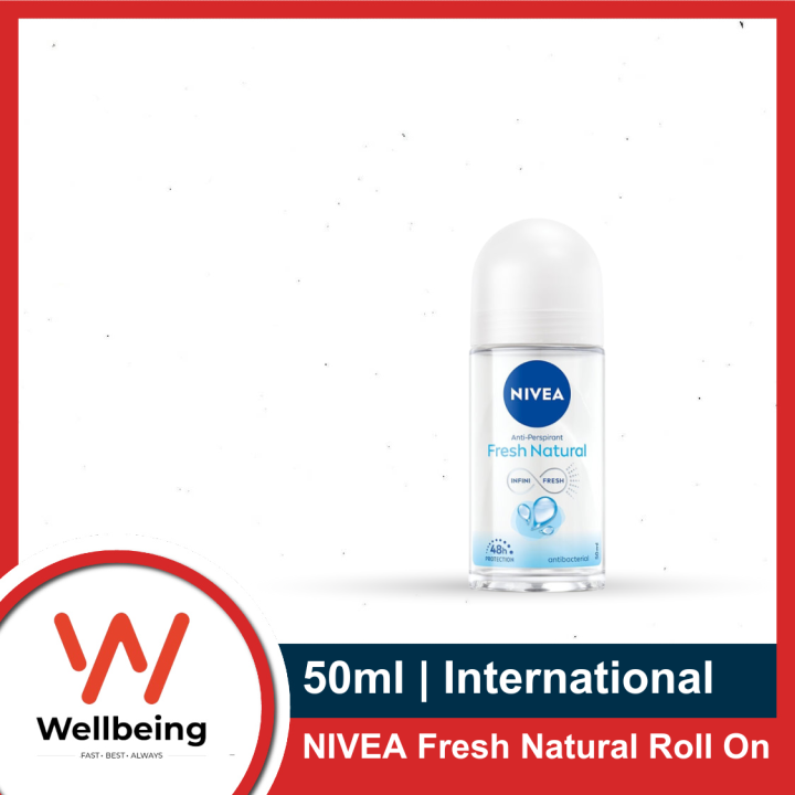 NIVEA Fresh Natural Roll On, 50ml| 48 H Smooth & Beautiful Underarms| 0% Alcohol | For Women