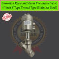 High Temperature and Corrosion Resistant Steam Pneumatic Valve 1" Inch Y Type Internal Thread Angle Seat Valve Stainless Steel Or Plastic Head. 