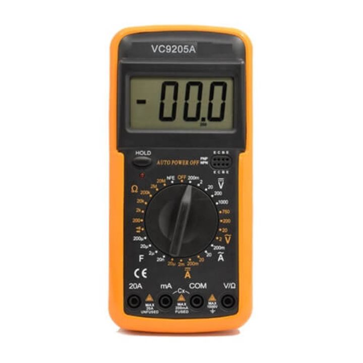 DT9205A 9205A Digital Multimeter DT9205A Voltage Ampere Ohm Meter Test Probe Extra Large Screen LCD Display Full Range Protection With Auto Power Off Option