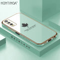 Hontinga for Vivo Y20 Y20i Y20S Y12S Y20 2021 Y20SG Y12A Back Cover + Free Lanyard Luxury 6D Plating Shiny Maple leaf Phone Case Soft Silicone Square Mobile Cover.
