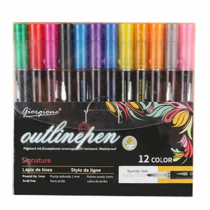 Giorgione%20Out-Line%20Colorful%20Glitter%20Marker%20Pen%20Pack%20of%2012%20pcs%20-%20Image%204