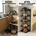 5 Layer Metal Corner Kitchen Rack | Heavy Duty Multi Tier Storage Shelf for Pots & Pans | Space Saving Organizer.