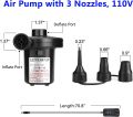 Electric Air Pumper, Air Pumper with 3 Nozzles for Inflatable Pool, boat, airbed, swim ring, furniture. 