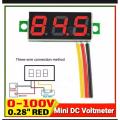 3-Wires DC 0-100V Mini Digital Panel Voltmeter Module Voltage Meter 5.0. 