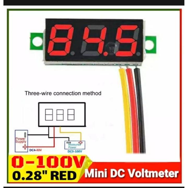 3-Wires DC 0-100V Mini Digital Panel Voltmeter Module Voltage Meter 5.0