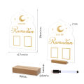 Wooden Ramadan Calendar Reusable Board Base Table Ornament Mubarak Eid Advent Day Countdown Gifts with Pen. 