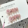 10pcs wearable press on nails long flower butterfly designs nails with glue ballet handmade acrylic nails press ons. 