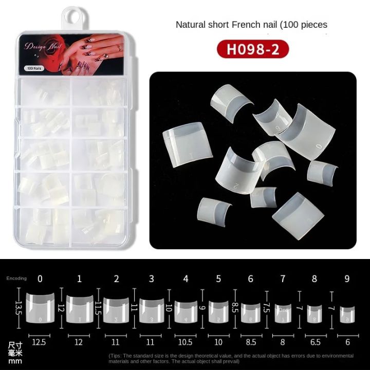 100Pcs%20Short%20French%20Half%20Stick%20Nails%20Pointed%20Square%20Transparent%20Extended%20Artificial%20False%20Nails%20Press%20On%20Acrylic%20Nail%20Art%20-%20Image%202