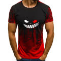 Men's Devil Smiling Face Printed Short Sleeved T-shirt, Casual Top, Summer Street Clothing, Fashion. 