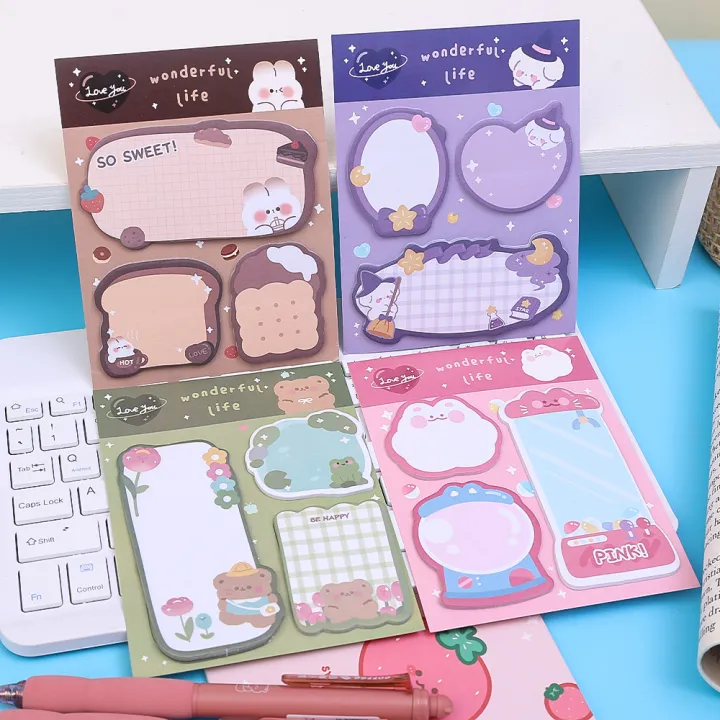Cartoon Message Note 60Pcs/Book Creative Combination Sticky Notes Cute Cartoon Messages ...