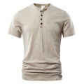T Shirt Men Casual High Quality Summer Short Sleeve Henry neck Mens T Shirts Fashion Basic T-shirt Male KEEMEEUYZO. 