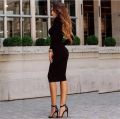 Autumn Women Bodycon Sheath Dress Gray Knitted Cotton Long Sleeve 2023 Pure Casual Black Midi Dress High Quality. 