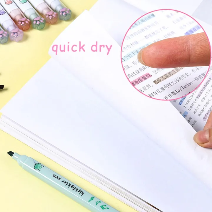 6Pcs/Set%20Cartoon%20Cat%20Paw%20Highlighter%20Pen%20Kawaii%20Cute%20Marker%20Pens%20for%20Student%20Art%20Colored%20Fluorescent%20Marker%20School%20Supplies%20-%20Image%204