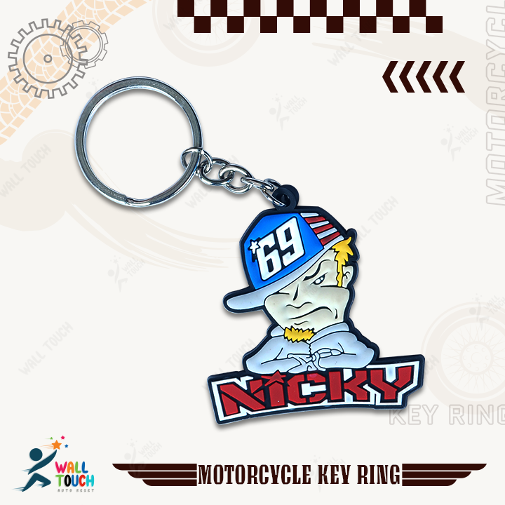 NICKY PVC Keychain Key ring Red Rubber Motorcycle Bike Car Collectible Gift New