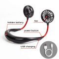Neck Fan Portable Hand Free Mute Strong Wind Angle Adjustable USB Rechargeable Neck Fan Wearable Suitable for Outdoor without lighting.
