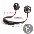 Neck Fan Portable Hand Free Mute Strong Wind Angle Adjustable USB Rechargeable Neck Fan Wearable Suitable for Outdoor without lighting. 