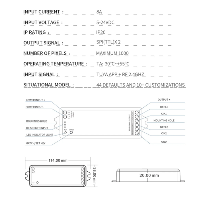 Tuya%20SPI%20RGB/RGBW%20Pixels%20LED%20Controller%20WIFI%202.4GHz%20RF%20Remote%20for%20Alexa%20for%20WS2811%20WS2812B%20WS2815%20Strip%201Set%20-%20Image%205