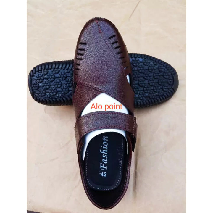 Top%20Saling%20Men's%20Stylish%20Faux%20Leather%20Sandal-Chocolate%20-%20Image%203