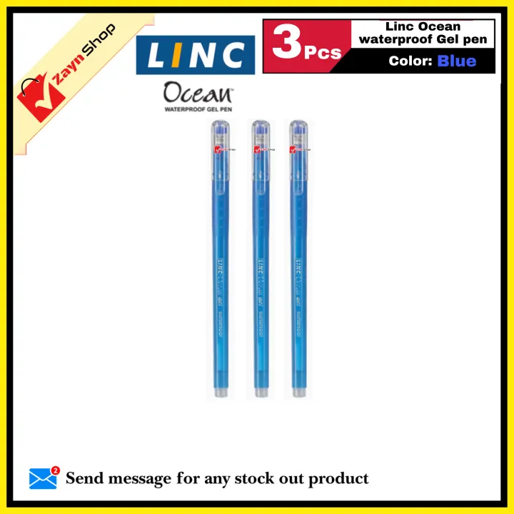 LINC%20Ocean%20Waterproof%20Gel%20Pen%20Blue%20Black%20Green%20Red%20Ink%203%20pcs%20of%20Pack%20-%20Image%202
