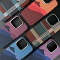 Magnetic Kevlar Carbon Fiber Pattern For iPhone 16Pro 15 Pro Maxhappy 14 13 12 Pro Plaid Personalized Phone Case For 12 13 14 Pro Max.