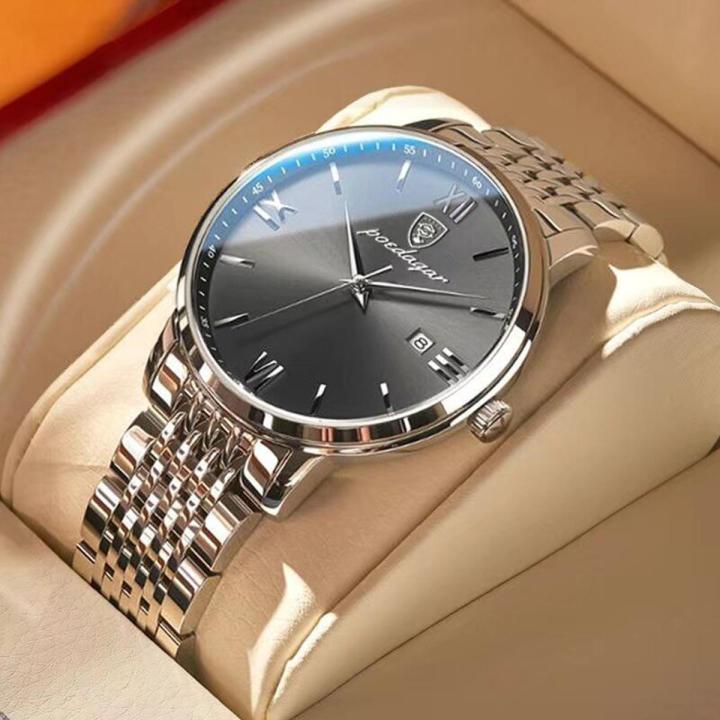 Luxury Men's Watch Waterproof Luminous Hands Automatic Date Stainless Steel Clock Quartz Watch Men's Business Wristwatch