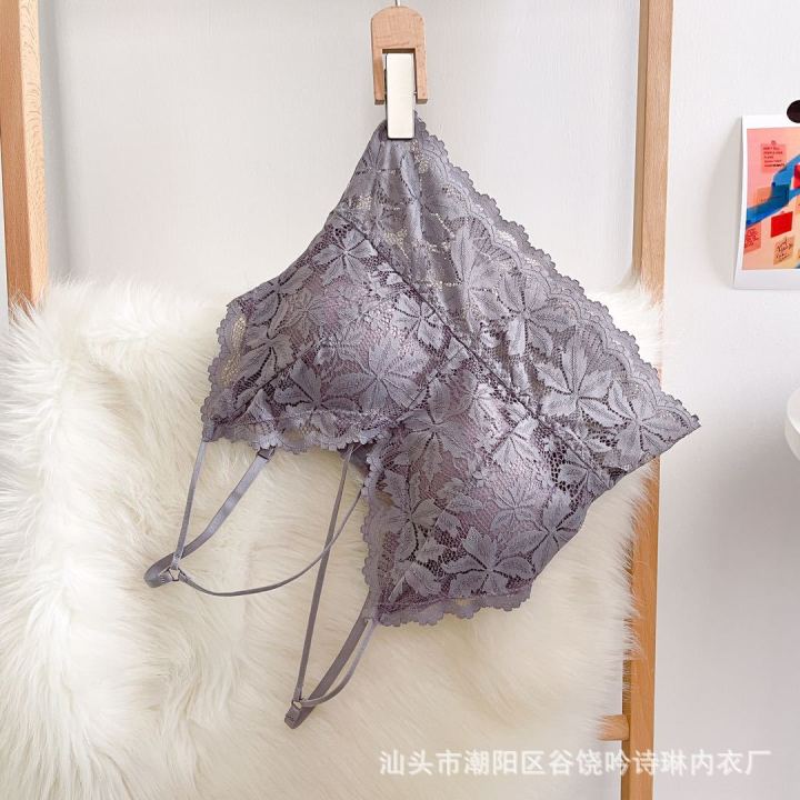 French%20New%20Lace%20Beautiful%20Back%20Sling%20Bra%20Strap%20Latex%20Cup%20Comfortable%20Basic%20Wrapped%20Chest%20Outer%20Wear%20Slim%20Fit%20Sexy%20Vest%20-%20Image%206