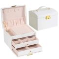 Hot Selling Three-Layer PU Leather Drawer Style Jewelry Box Earring Jewelry Storage Box Earrings With Locked Jewelry. 
