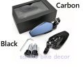 Handle End side mirror Looking Glass For Motorcycle, Rearview Luxury Mirror Universal Model. Carbon Black 2 Pcs. 