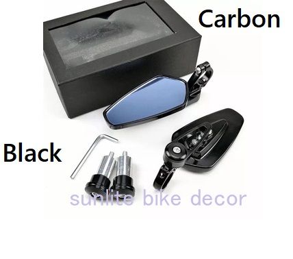 Handle%20End%20side%20mirror%20Looking%20Glass%20For%20Motorcycle,%20Rearview%20Luxury%20Mirror%20Universal%20Model.%20Carbon%20Black%202%20Pcs%20-%20Image%202