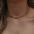 E.B.belle 3 Layers Gold Plating Stainless Steel Anti-allergy Eco-friendly Wide Braided Mesh Chain Gold Choker Necklace For Women.