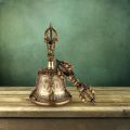 Tibetan Buddhist Bell Bronze Hand Bell with Vajra Padding for Meditation Prayer. 